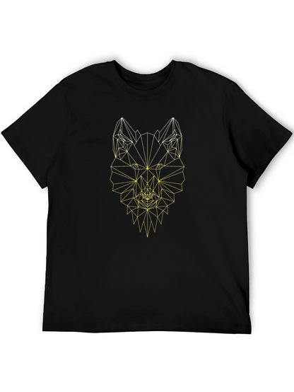 Geometric Wolf Graphic Tee - Modern Design