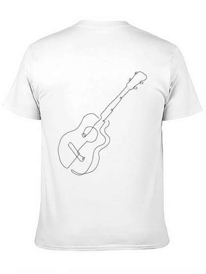 Guitar Line Art Graphic Tee - Black Cotton Blend