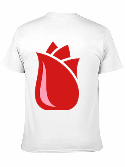 Red Rose Bud Graphic Black T-Shirt