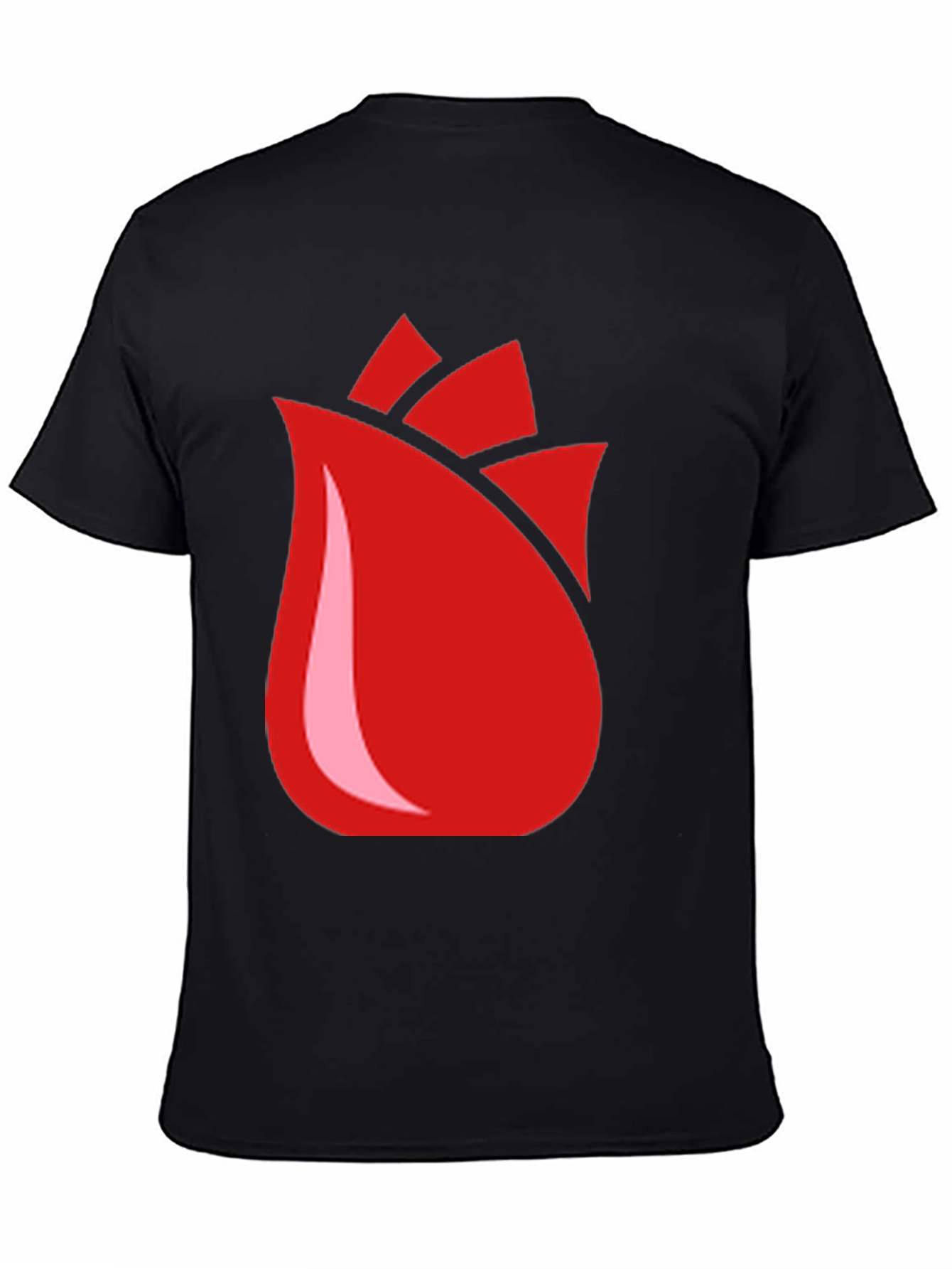 Red Rose Bud Graphic Black T-Shirt