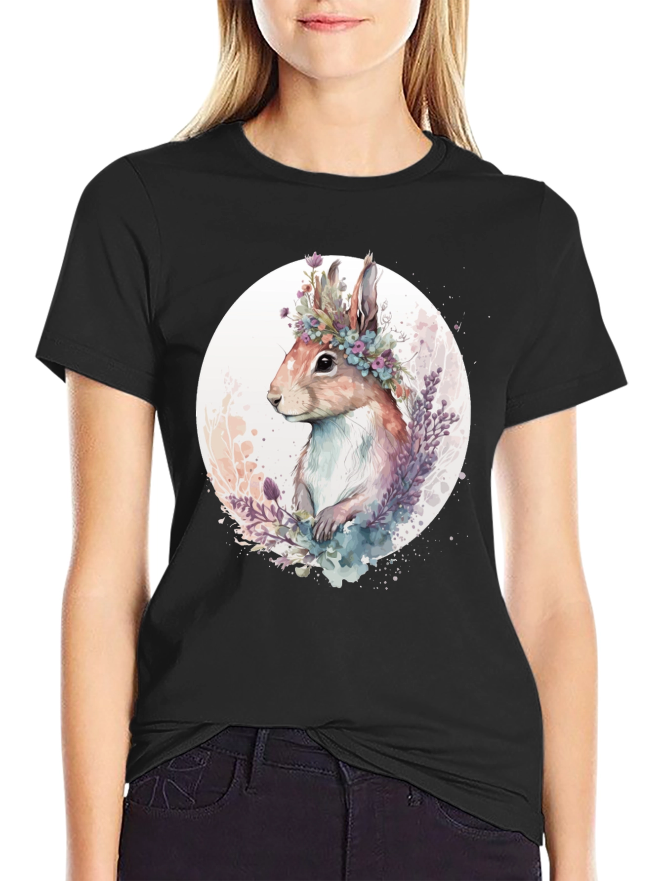 Floral Crown Rabbit Graphic Tee