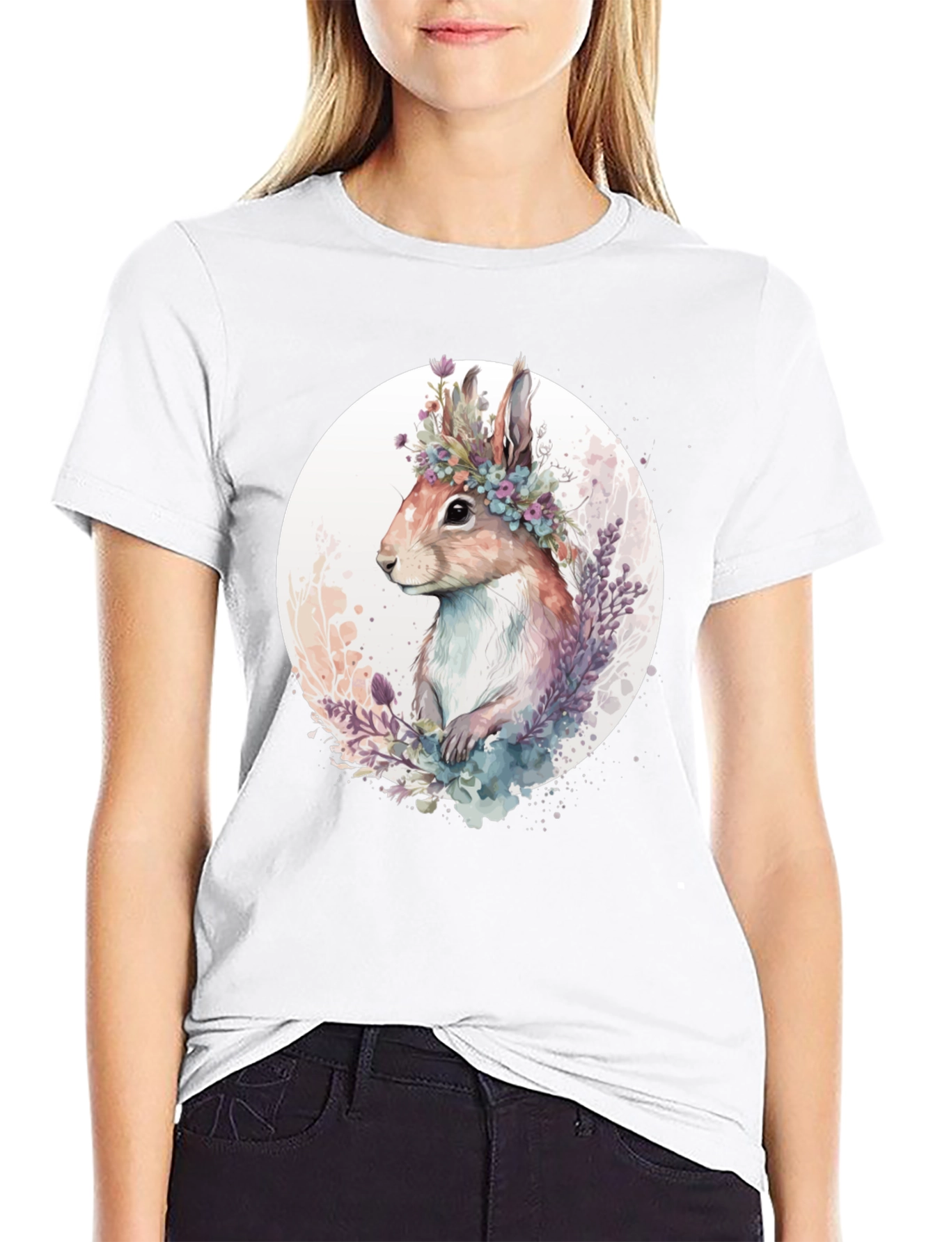 Floral Crown Rabbit Graphic Tee
