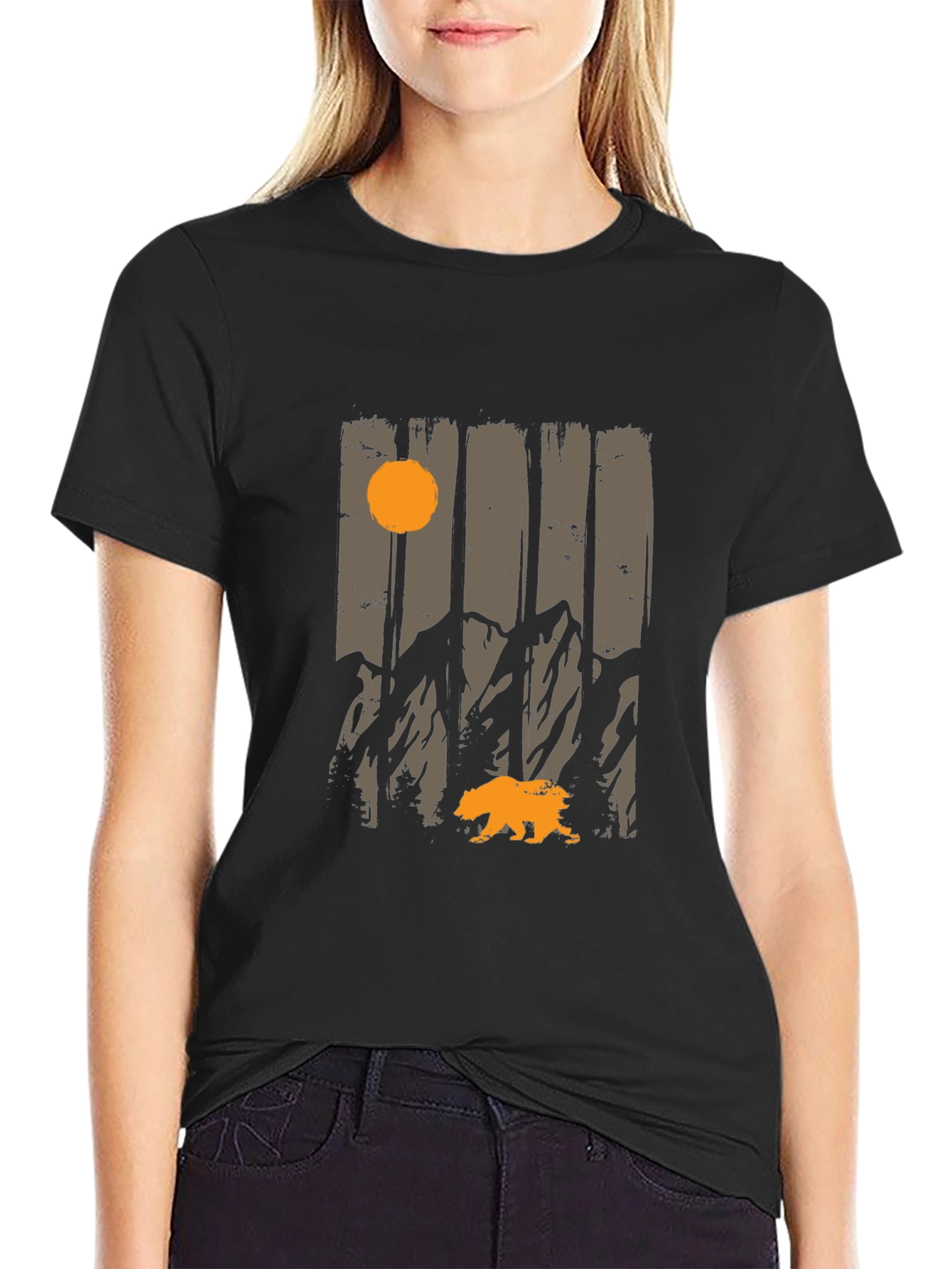 Nature Bear Graphic Tee - Mens Black T-Shirt