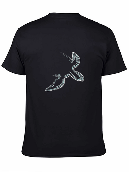 Abstract Graphic Black Cotton Casual T-Shirt