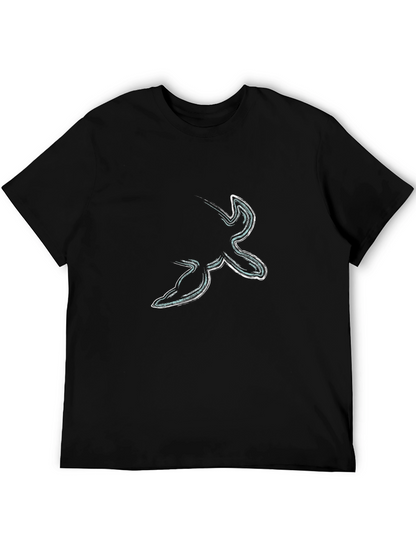 Abstract Graphic Black Cotton Casual T-Shirt