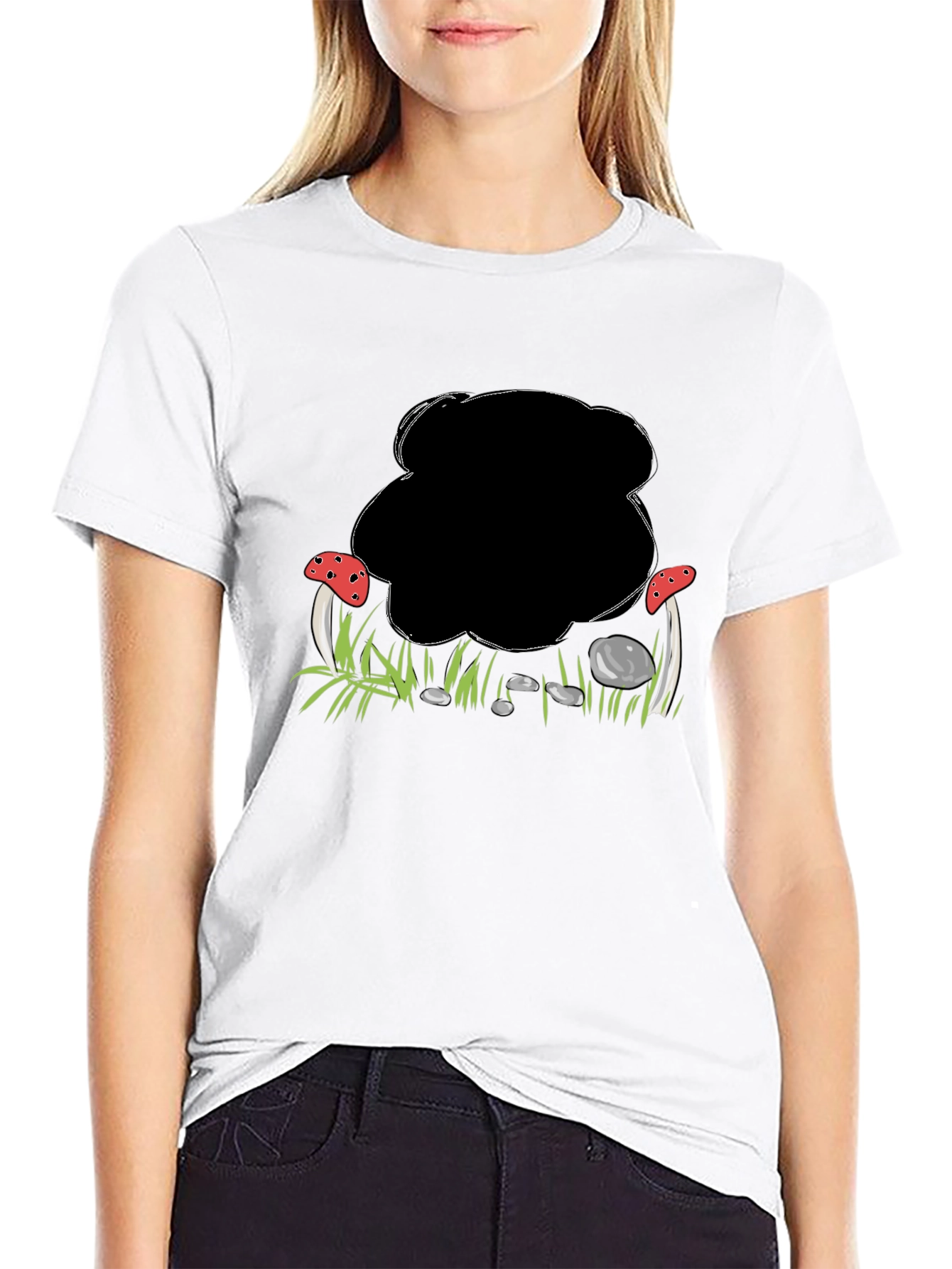 Mushroom Patch Graphic Black T-Shirt