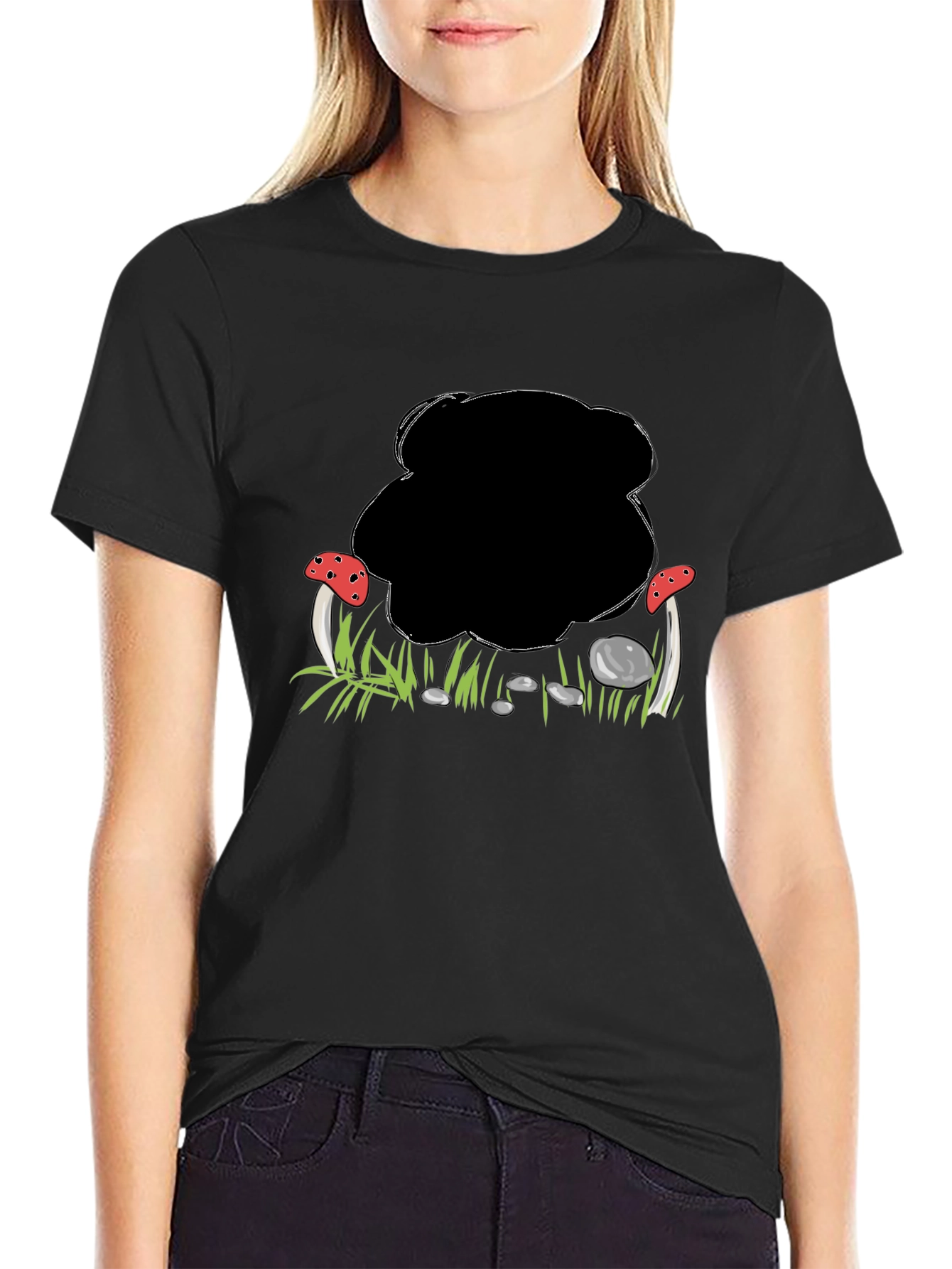 Mushroom Patch Graphic Black T-Shirt