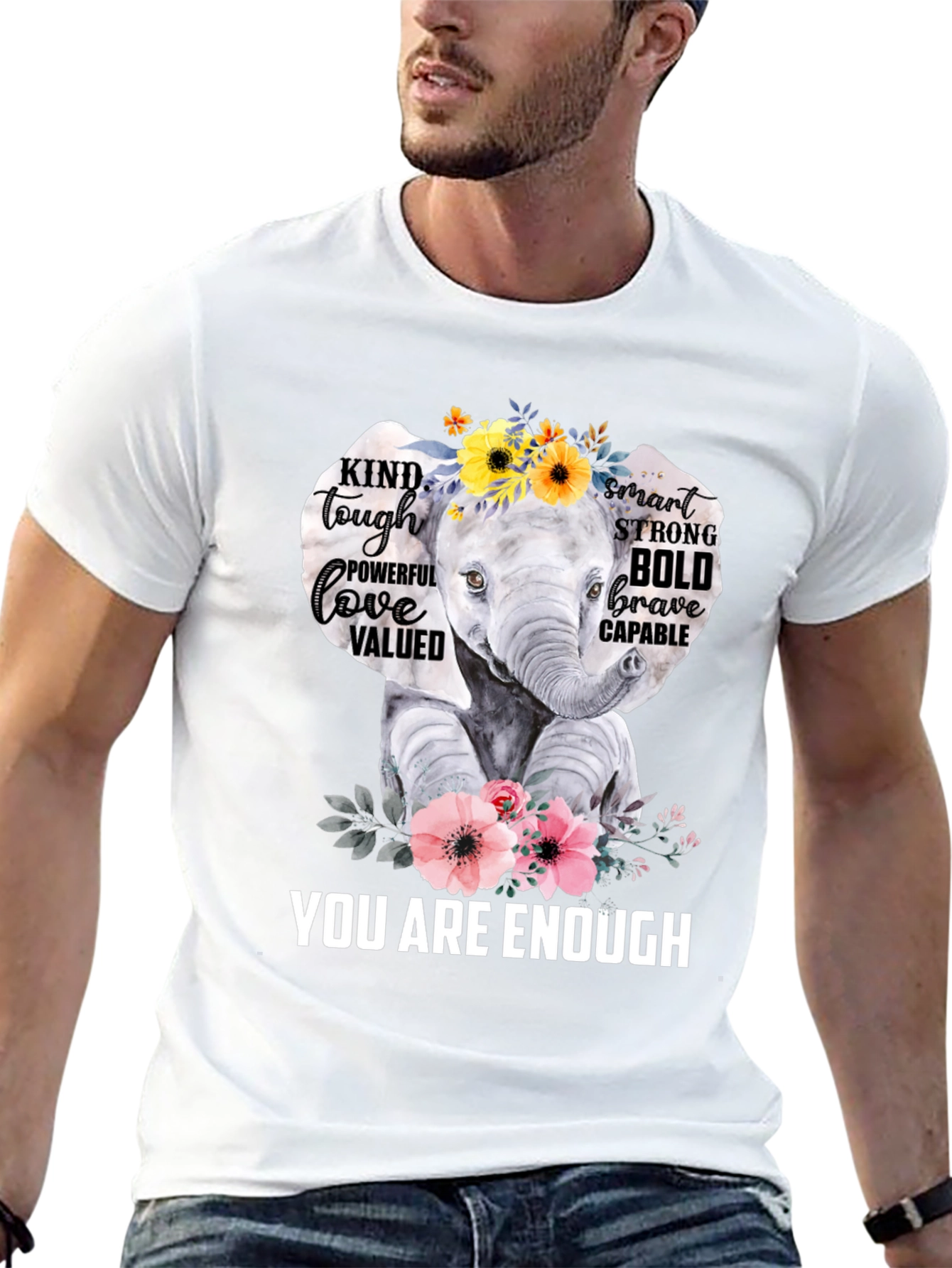 Elephant You Are Enough Graphic T-Shirt