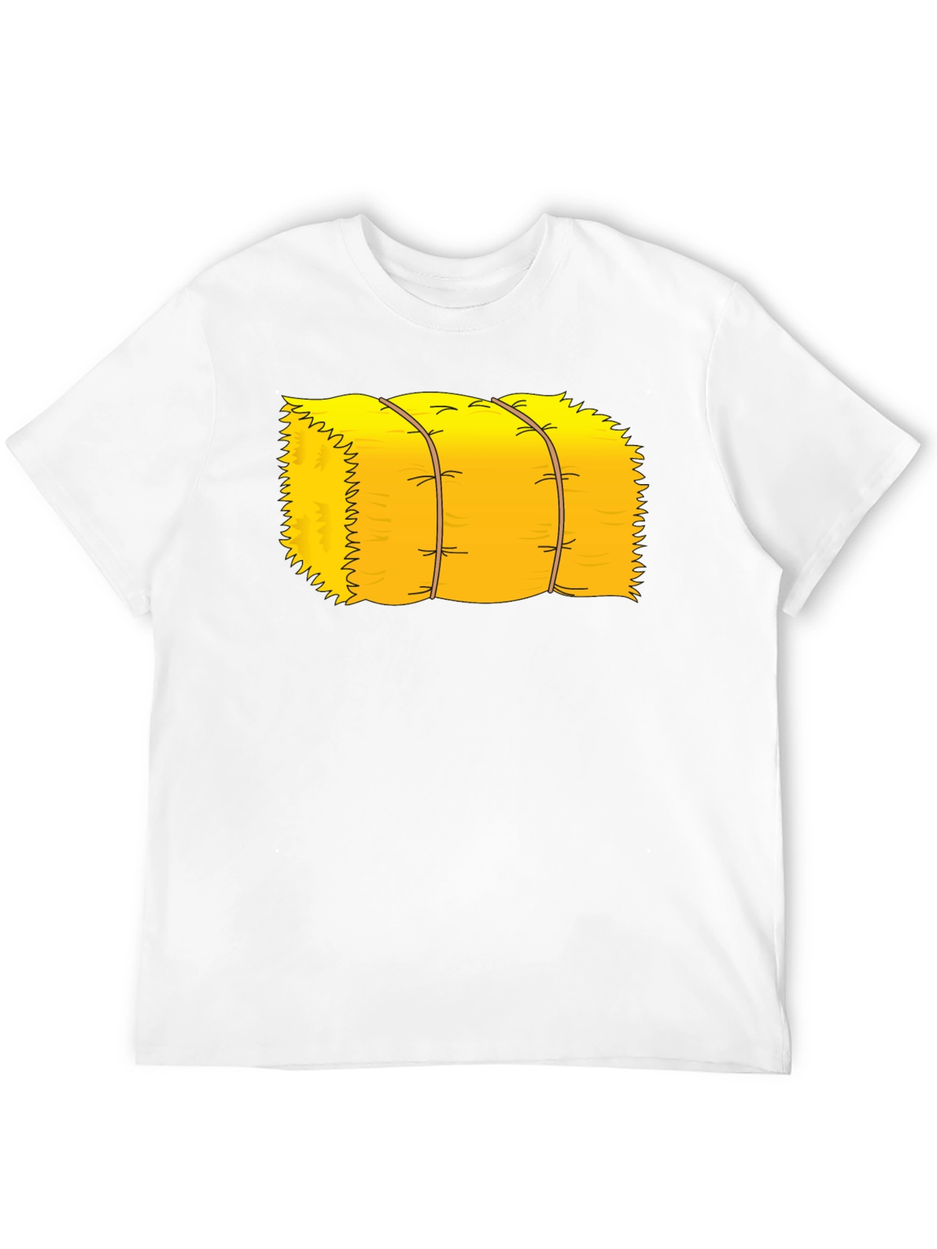 Cartoon Hay Bale Graphic Tee - Black Cotton T-Shirt