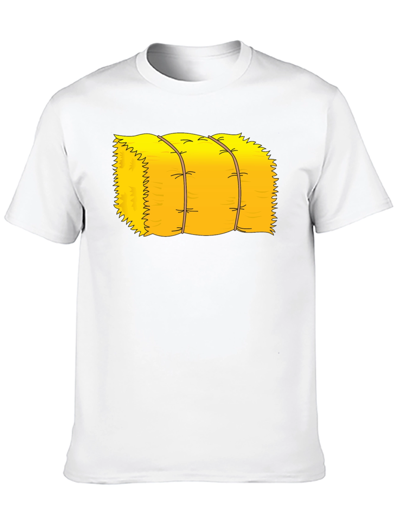 Cartoon Hay Bale Graphic Tee - Black Cotton T-Shirt