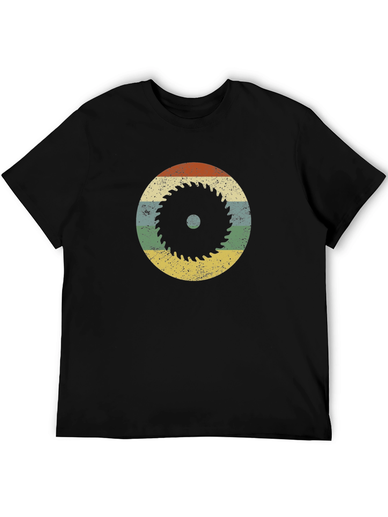 Retro Saw Blade Graphic T-Shirt - Black