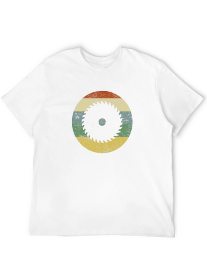 Retro Saw Blade Graphic T-Shirt - Black