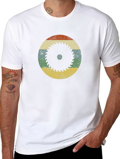 Retro Saw Blade Graphic T-Shirt - Black