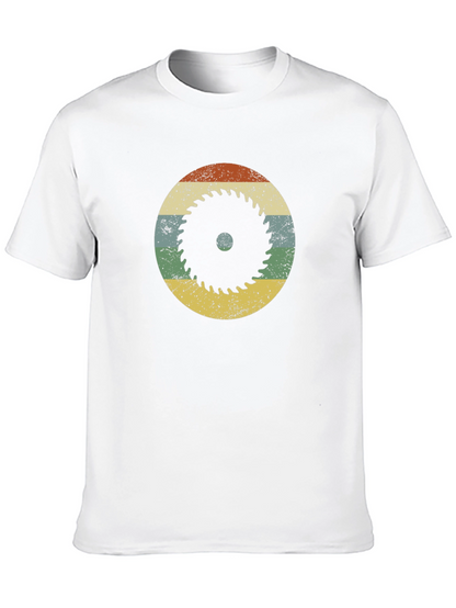 Retro Saw Blade Graphic T-Shirt - Black