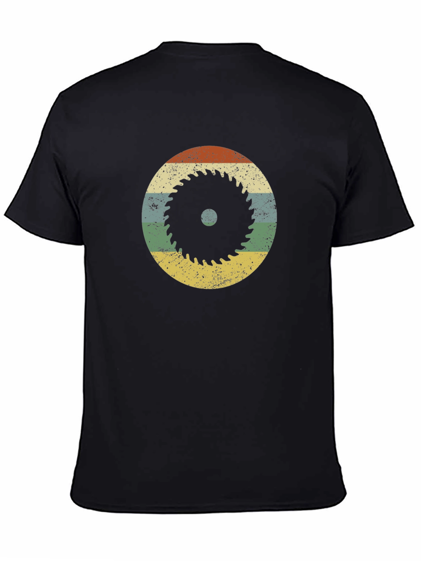 Retro Saw Blade Graphic T-Shirt - Black