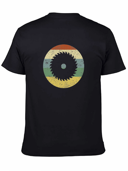 Retro Saw Blade Graphic T-Shirt - Black