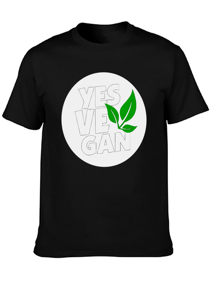 Yes Vegan Black Graphic Tee - Leaf Design