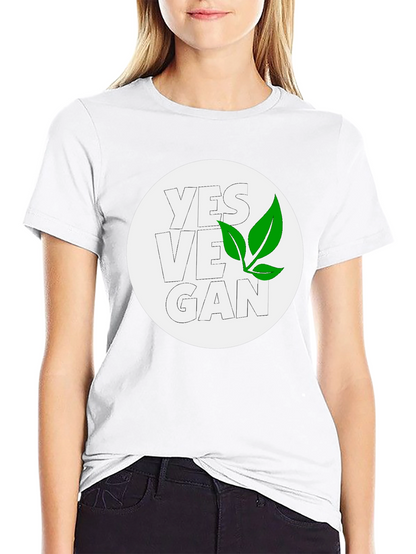 Yes Vegan Black Graphic Tee - Leaf Design