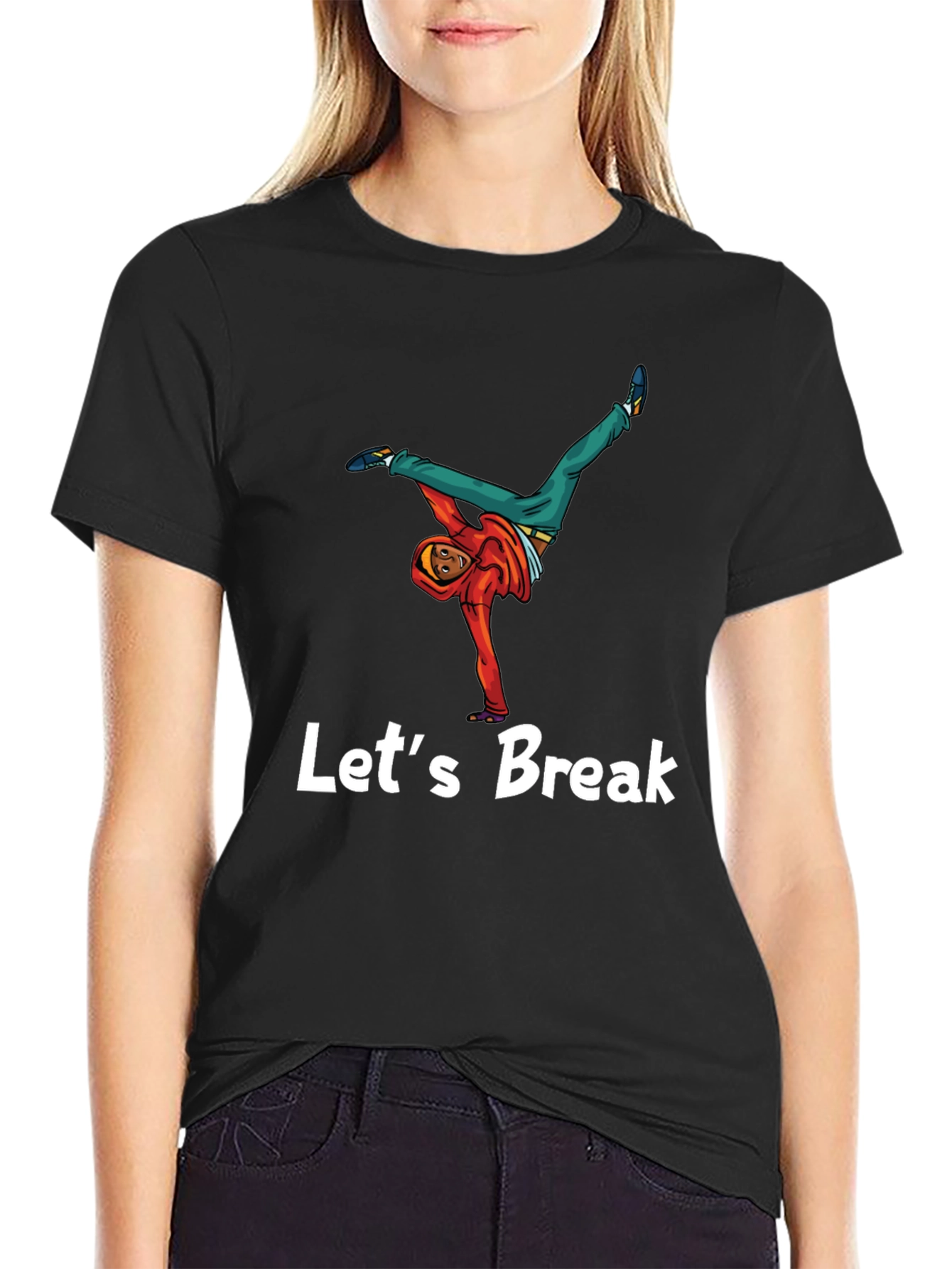 Lets Break Dance Tee - Black Graphic T-Shirt