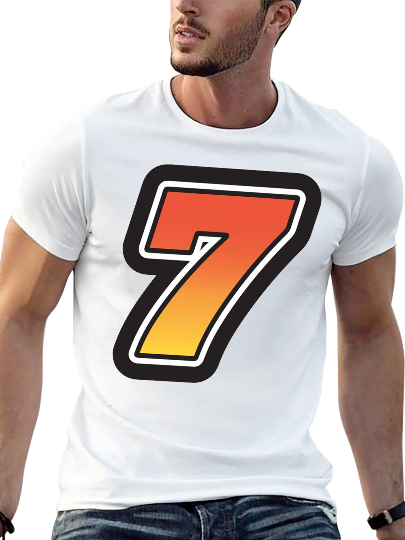 Bold Number 7 Graphic Black T-Shirt