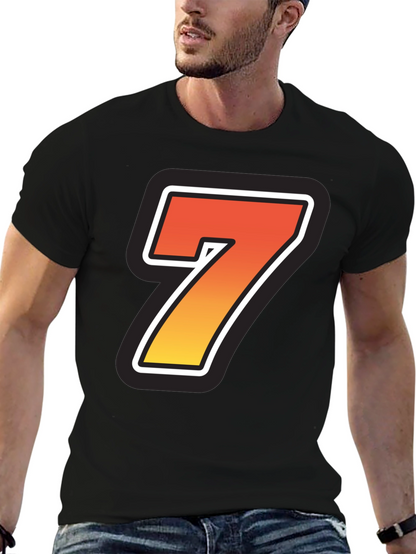 Bold Number 7 Graphic Black T-Shirt
