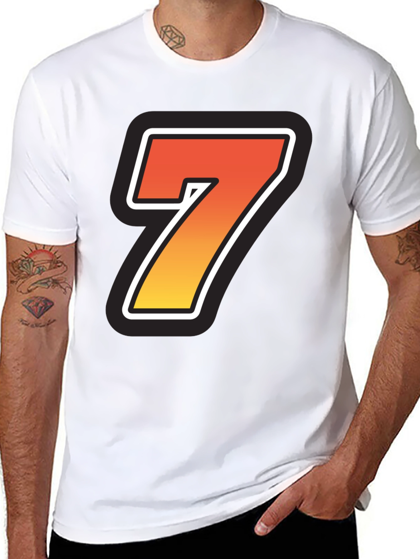 Bold Number 7 Graphic Black T-Shirt