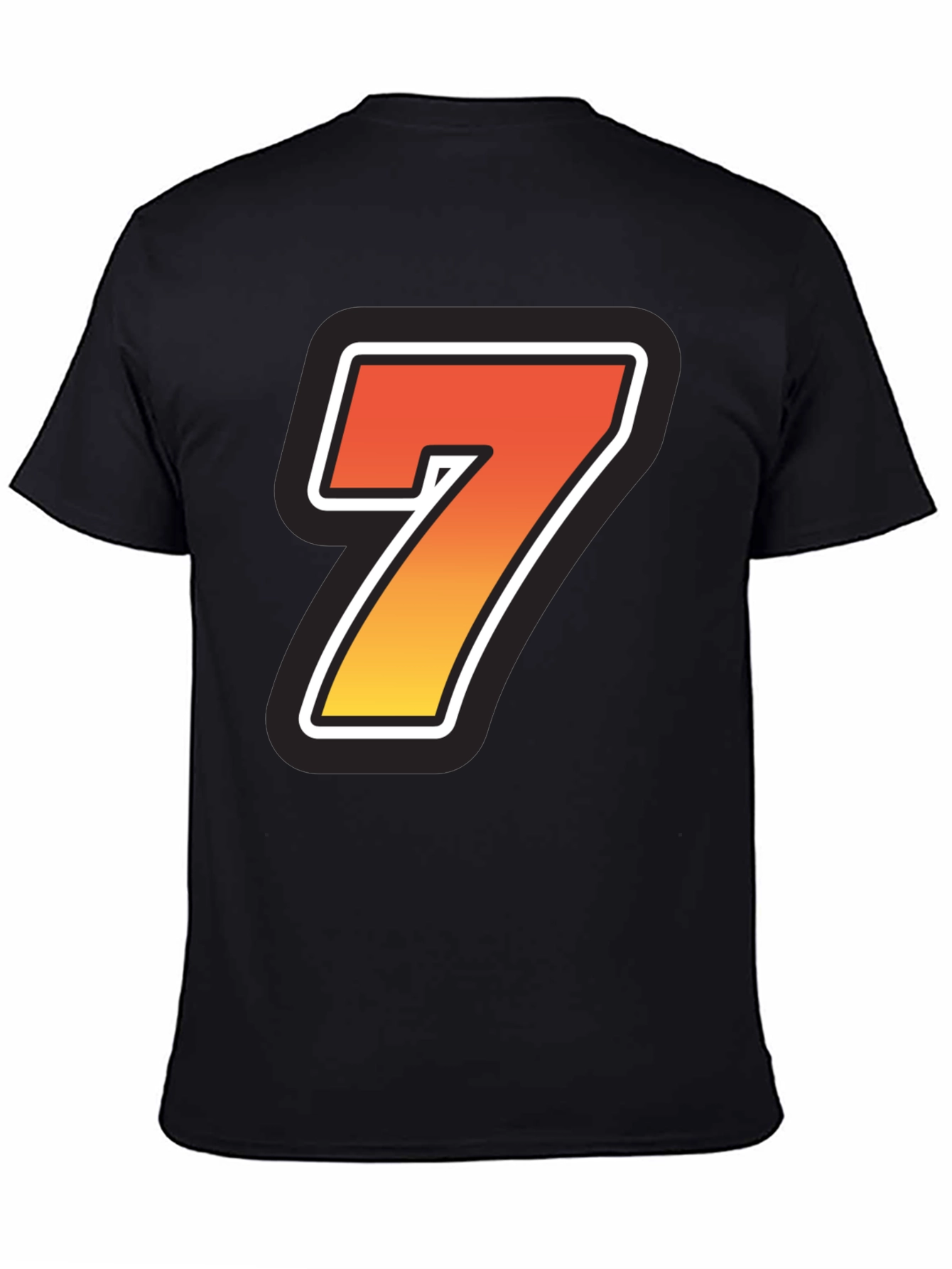 Bold Number 7 Graphic Black T-Shirt