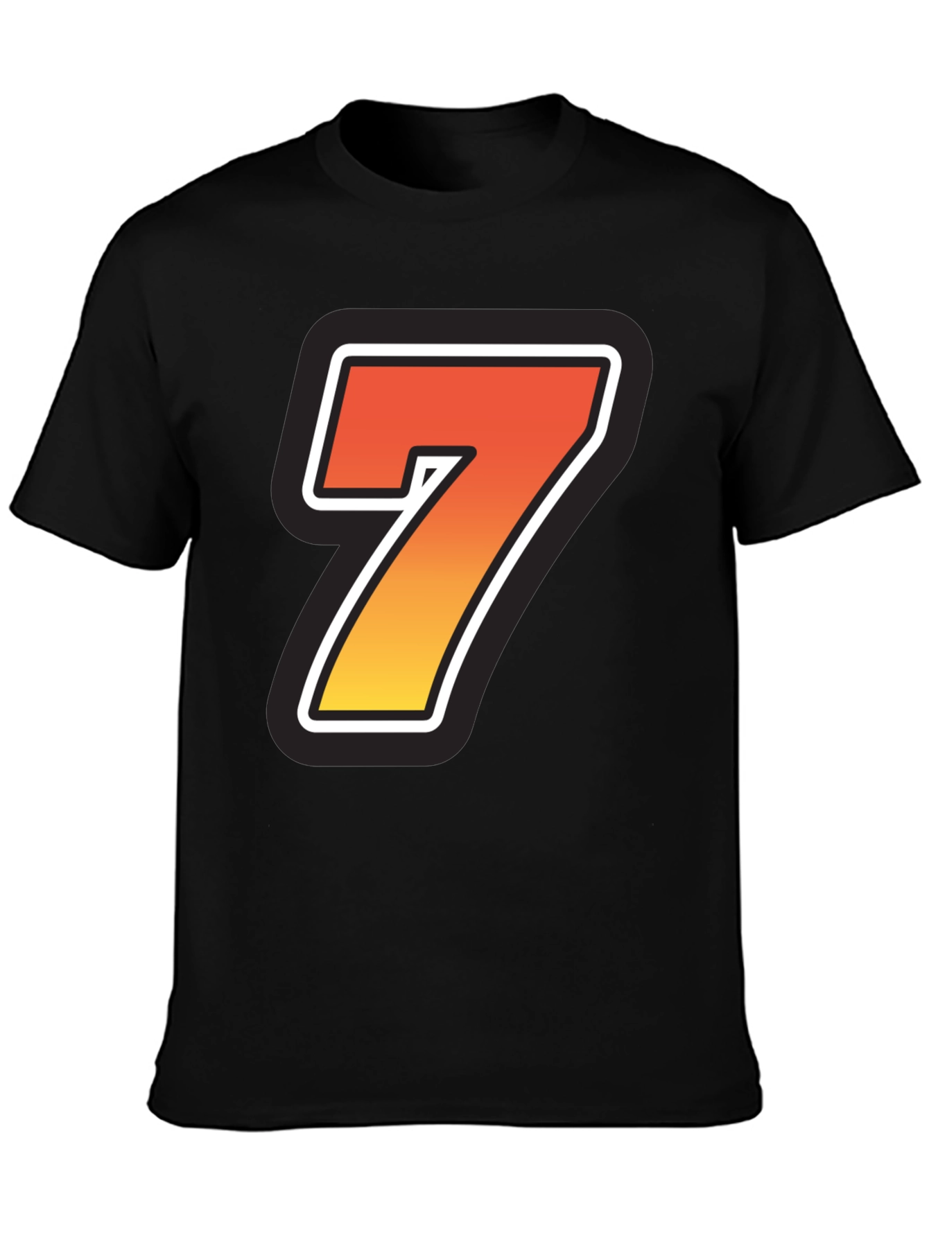 Bold Number 7 Graphic Black T-Shirt