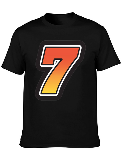 Bold Number 7 Graphic Black T-Shirt