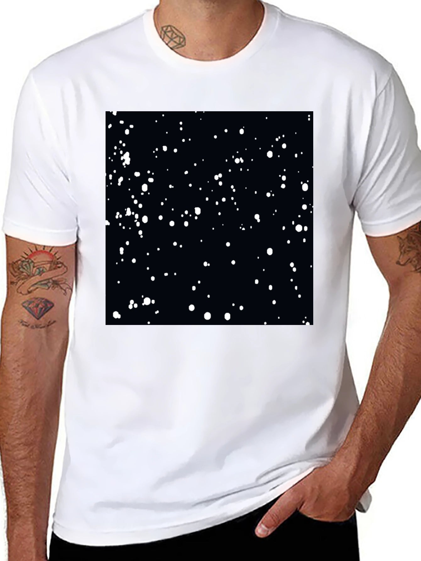 Mens Black Starry Sky Graphic Tee