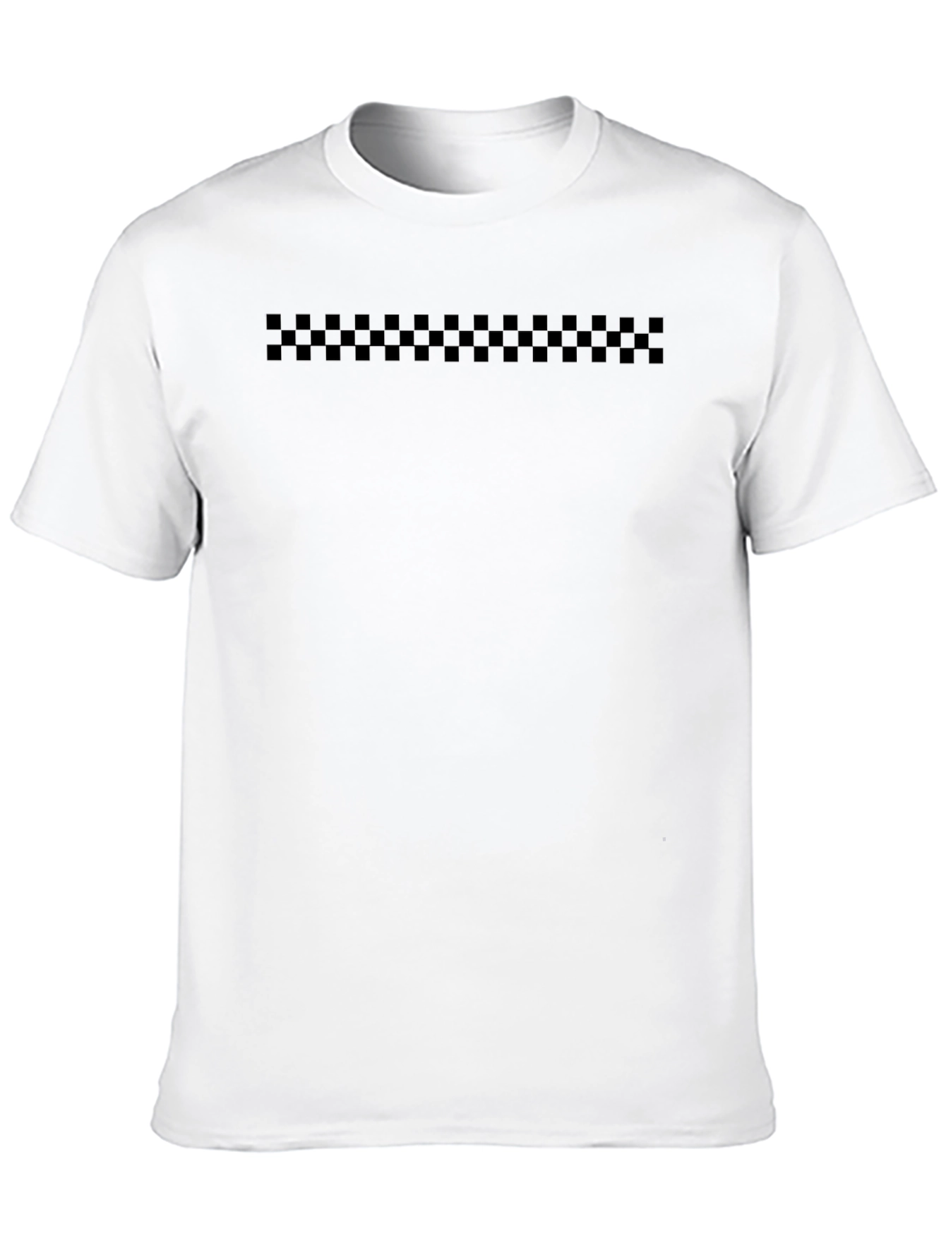 Black Checkerboard Striped Mens Crewneck Tee