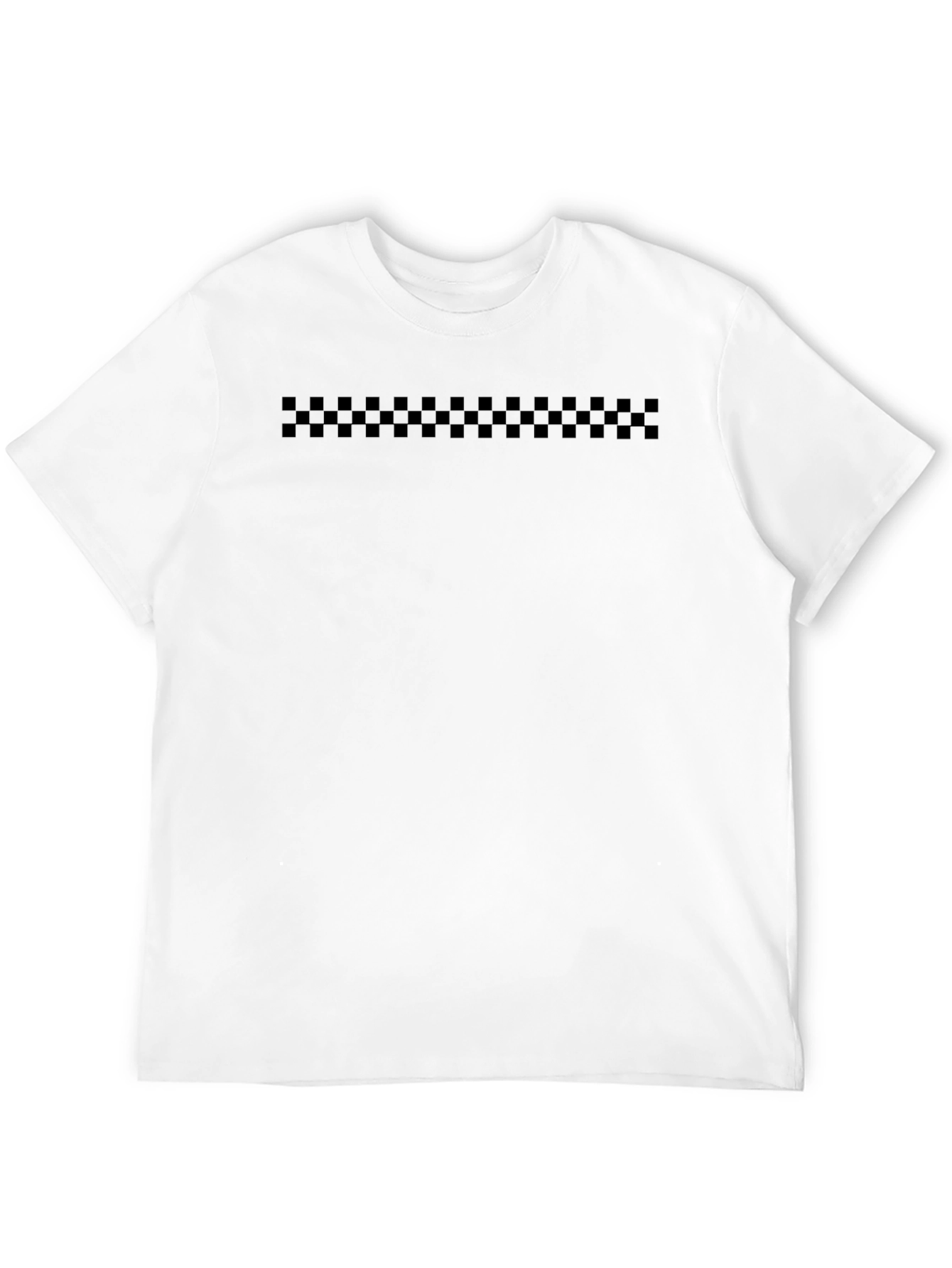 Black Checkerboard Striped Mens Crewneck Tee
