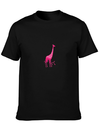 Pink Giraffe Black T-Shirt