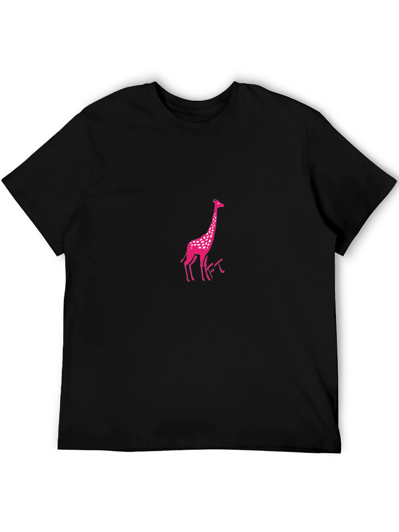 Pink Giraffe Black T-Shirt