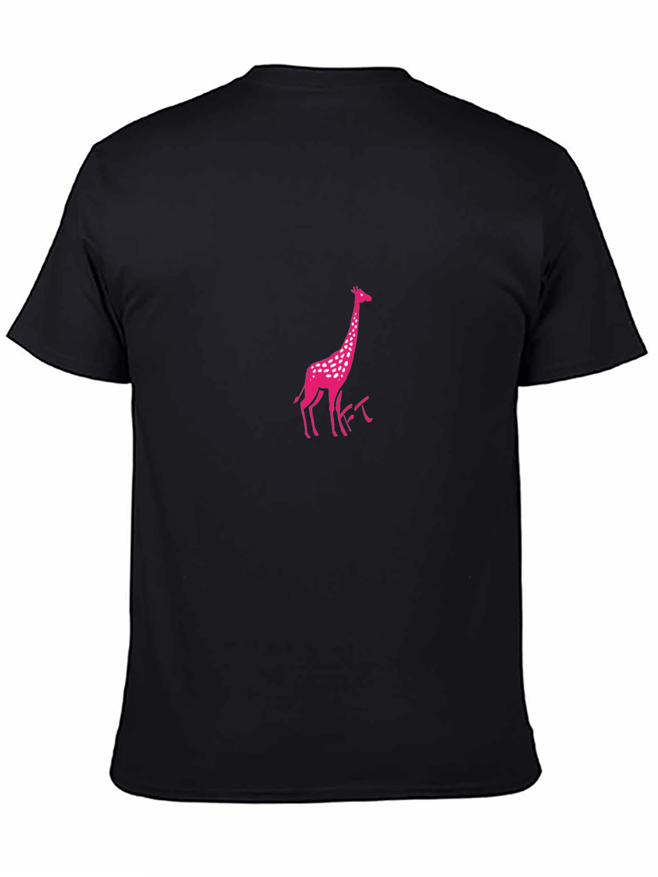 Pink Giraffe Black T-Shirt