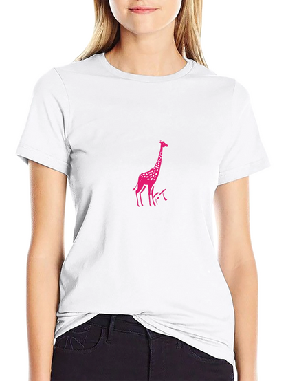 Pink Giraffe Black T-Shirt