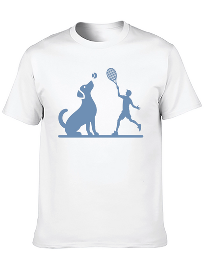 Dog & Tennis Player Graphic T-Shirt