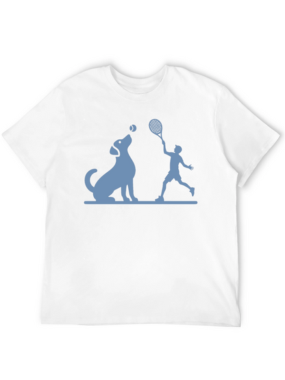 Dog & Tennis Player Graphic T-Shirt
