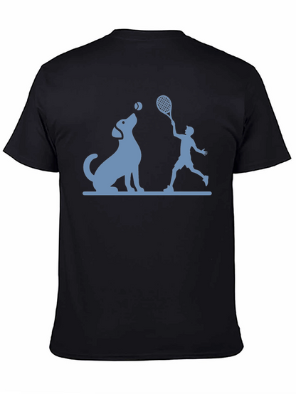 Dog & Tennis Player Graphic T-Shirt