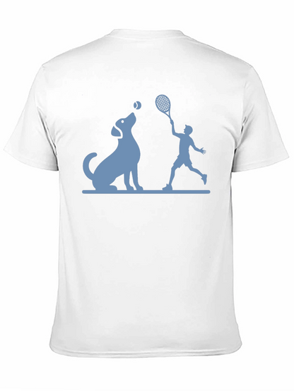 Dog & Tennis Player Graphic T-Shirt
