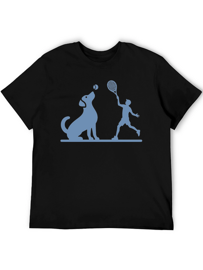Dog & Tennis Player Graphic T-Shirt