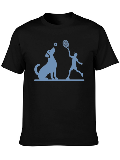 Dog & Tennis Player Graphic T-Shirt