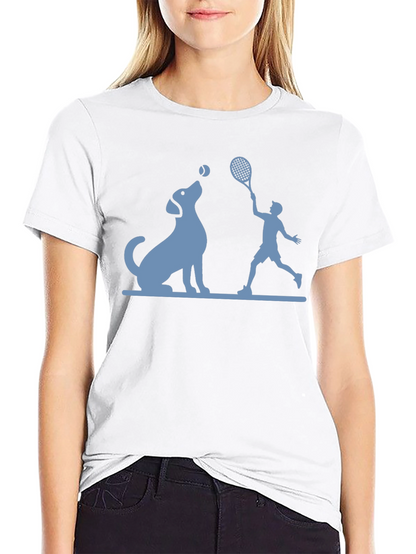 Dog & Tennis Player Graphic T-Shirt