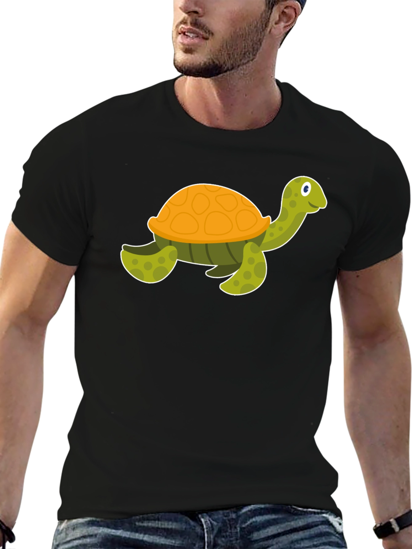Cartoon Turtle Black T-Shirt