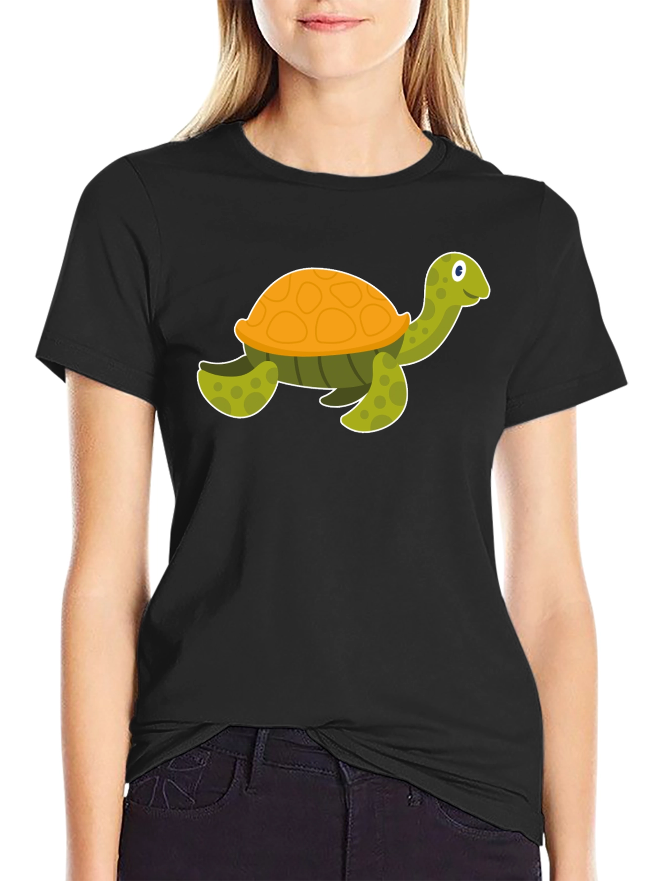 Cartoon Turtle Black T-Shirt