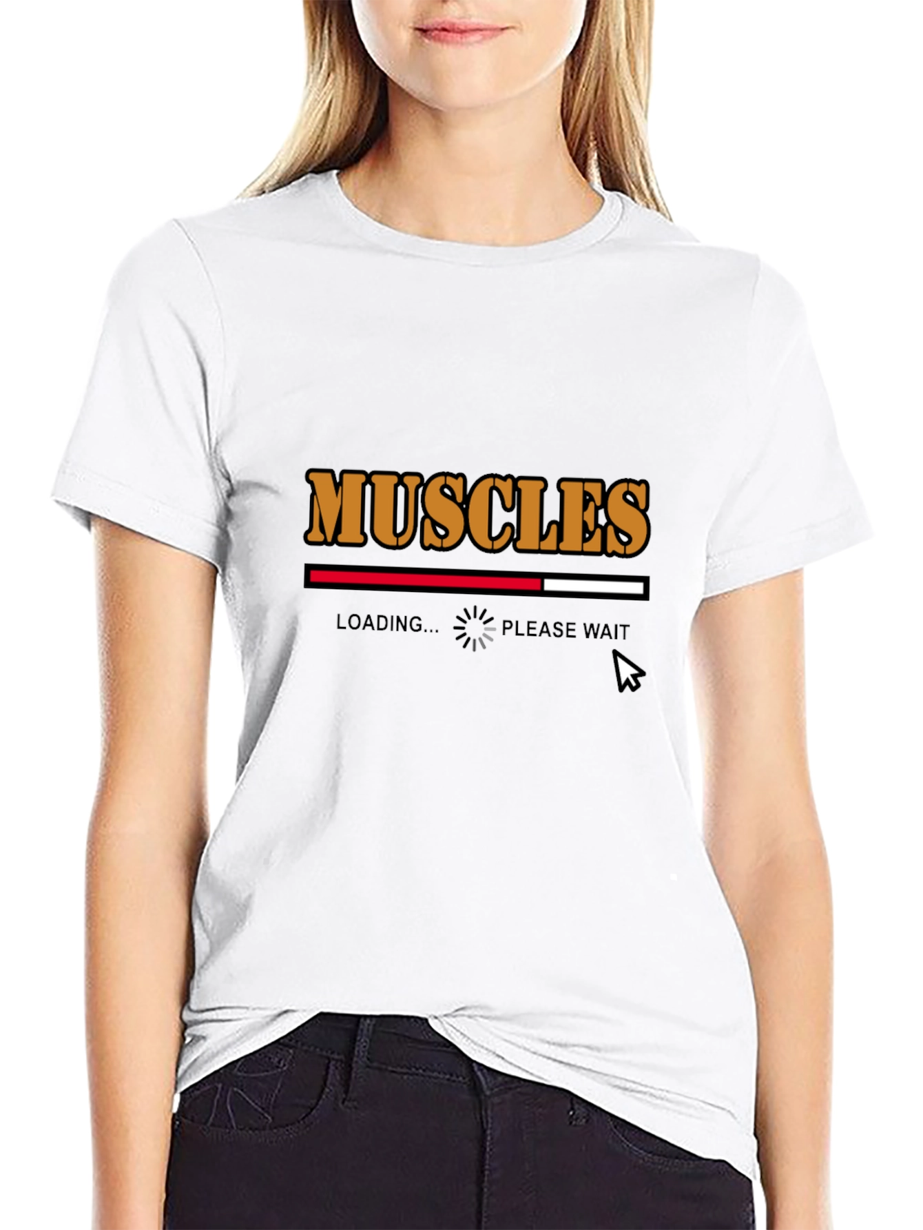 Muscles Loading Funny Black T-Shirt
