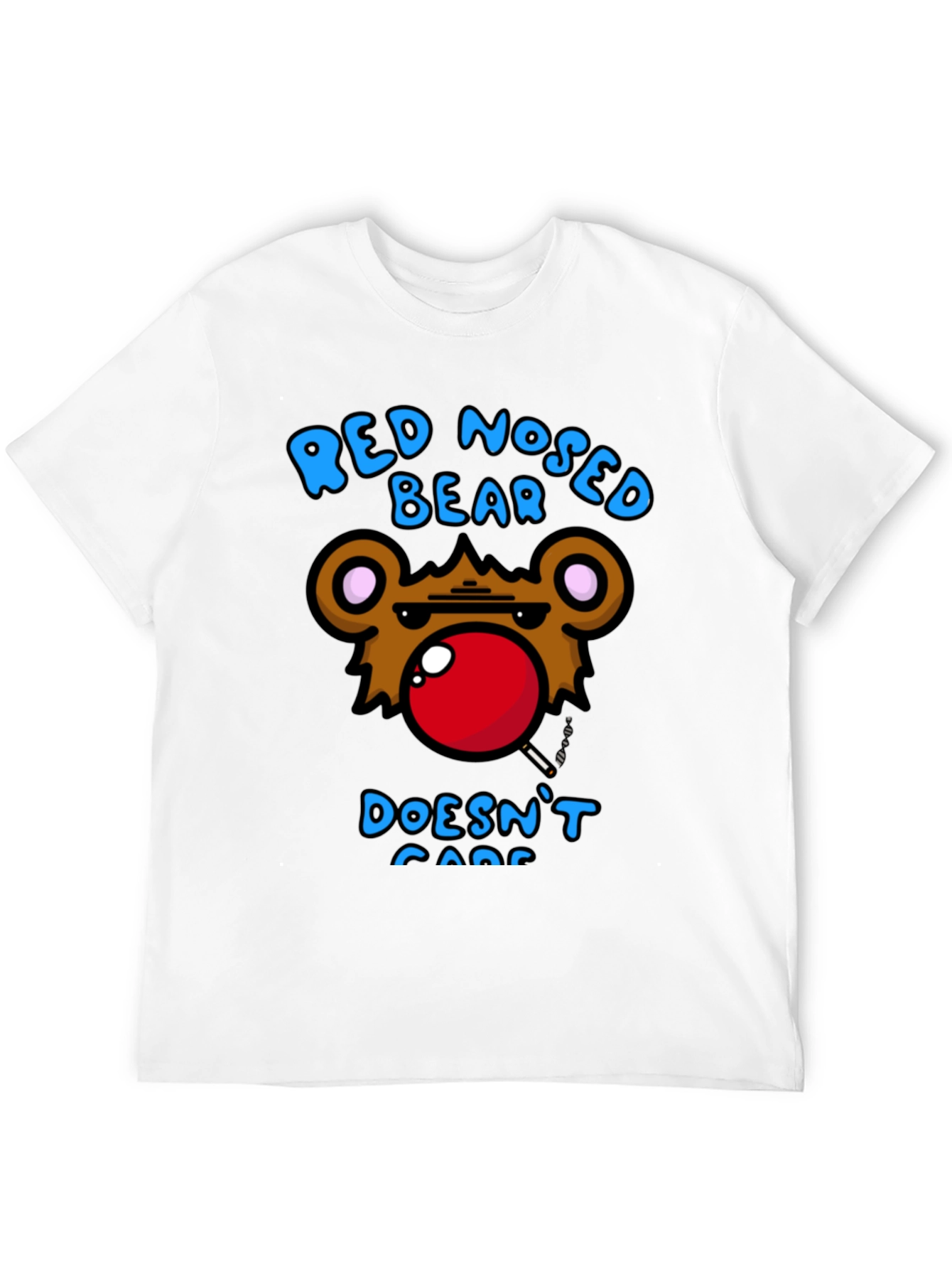 Red Nosed Bear Graphic Tee - Unisex Novelty T-Shirt