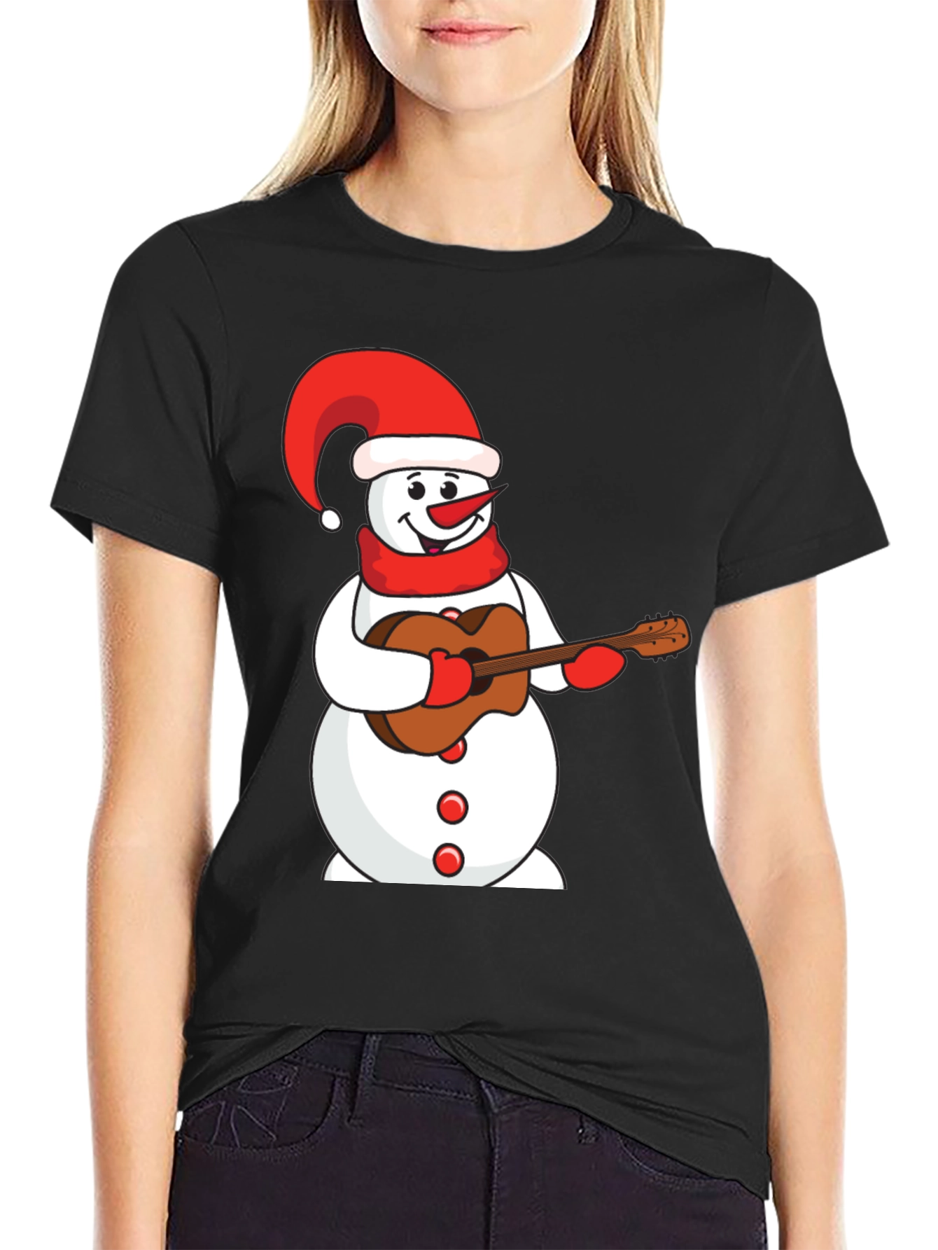 Festive Snowman Guitarist T-Shirt