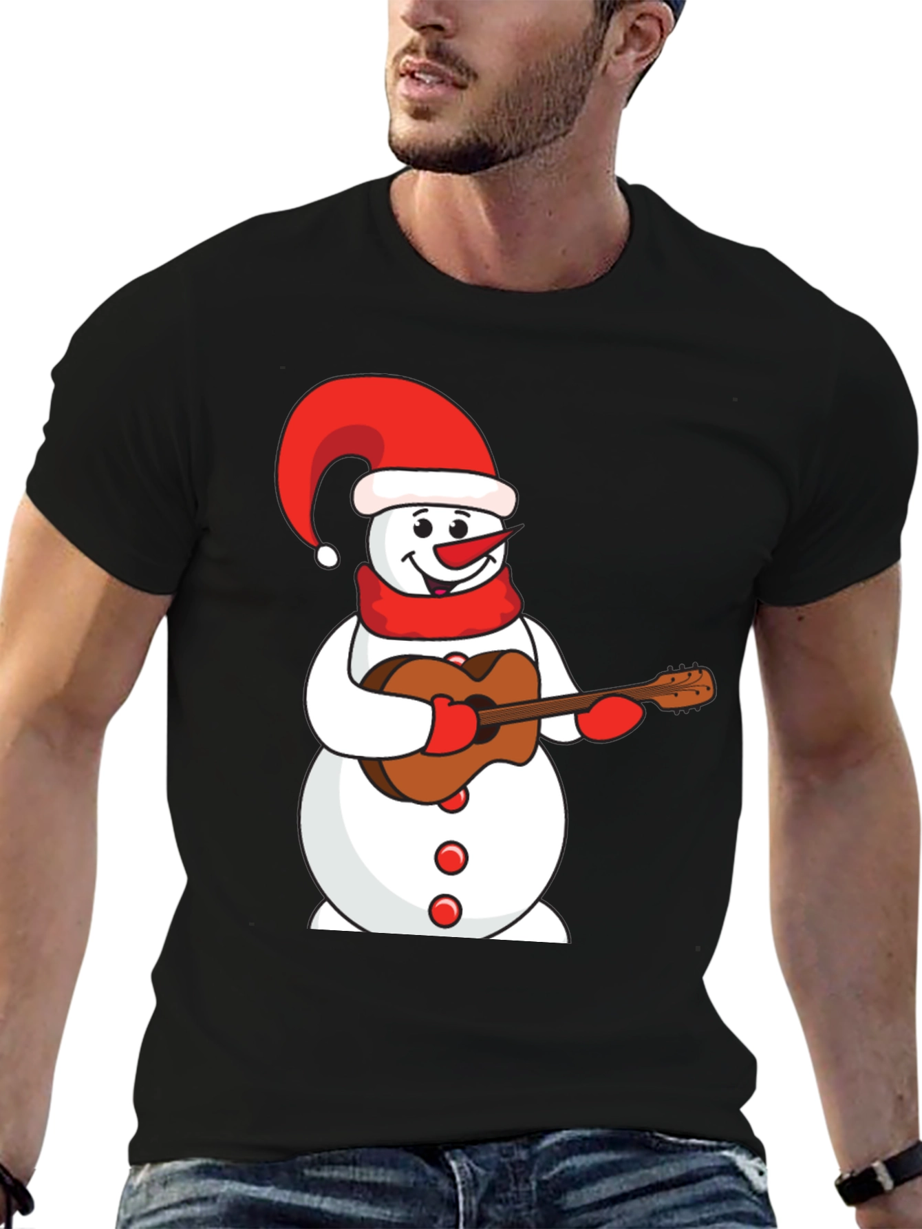 Festive Snowman Guitarist T-Shirt