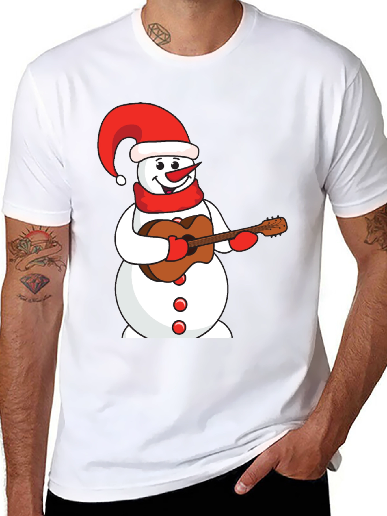 Festive Snowman Guitarist T-Shirt